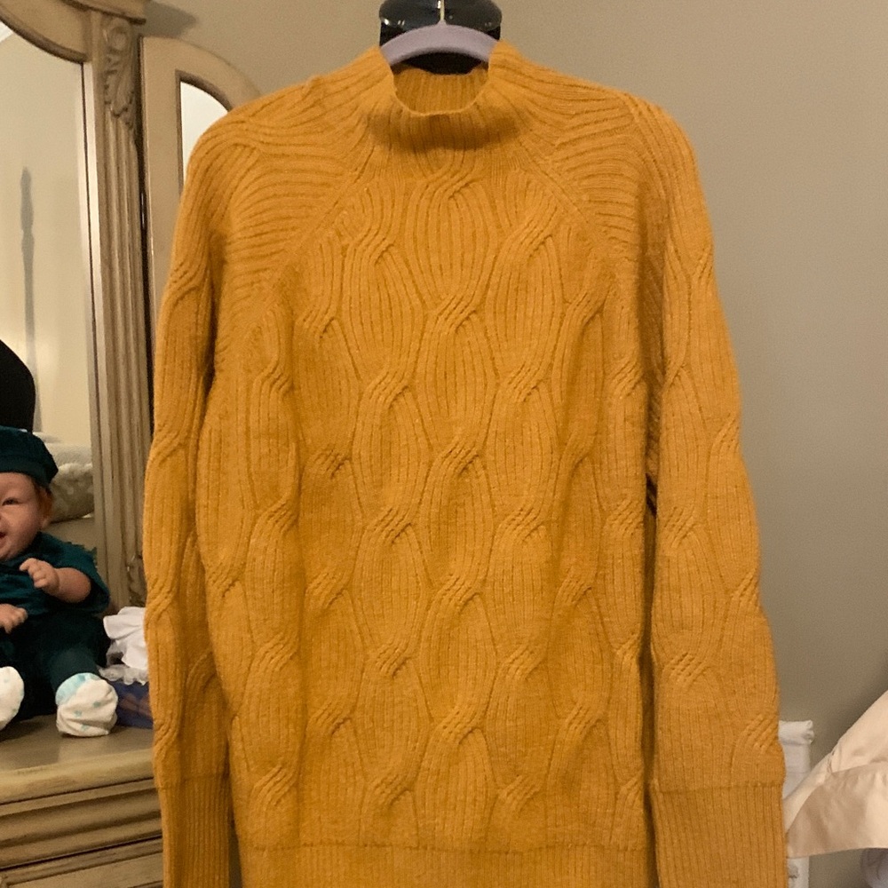 Mustard Cable Knit Sweater. New with tag